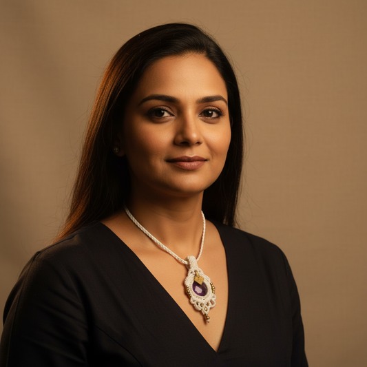 Ulolita amethyst macrame statement necklace