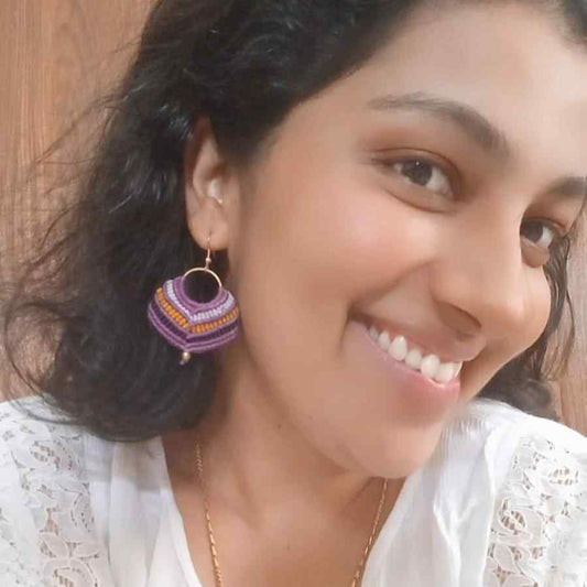 macrame earrings purple earrings gift for her festival gifting birthday gift anniversary gift return gift working woman