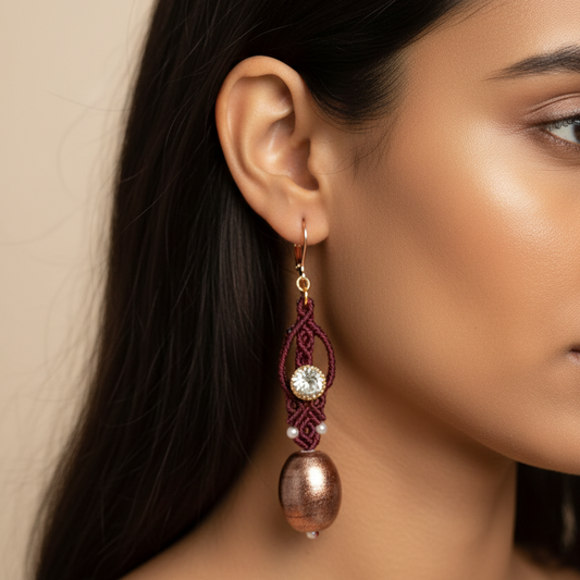 Tamra macrame long dangler earrings