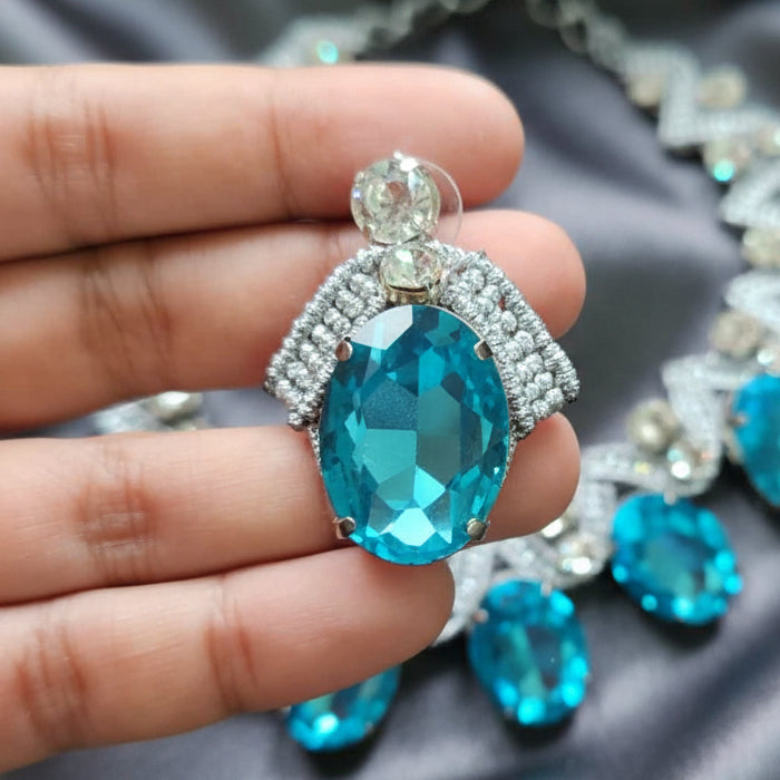 grey necklace blue stone necklace oval stone necklace bvlgari inspired necklace