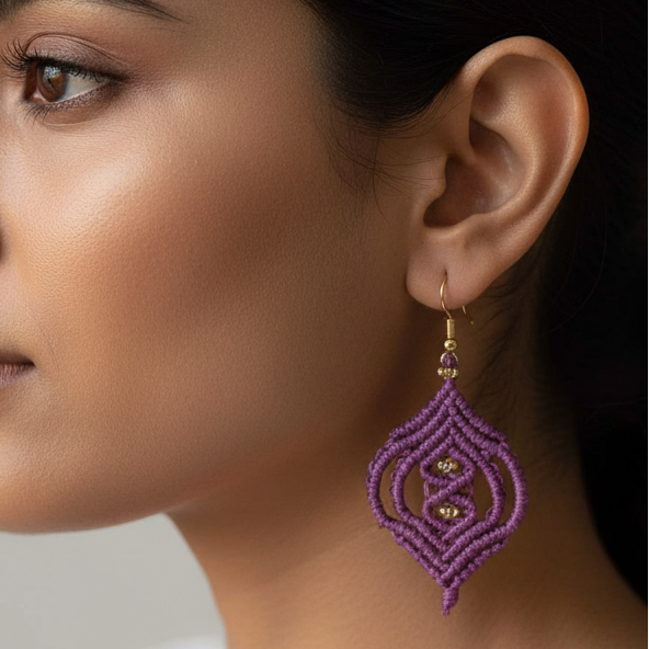 Bhumi purple macrame earrings