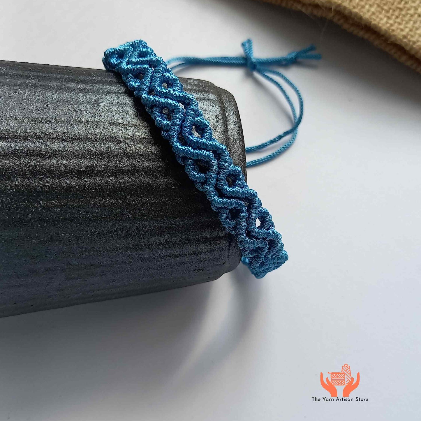 handmade macrame unisex bracelet in a wave and diamond design