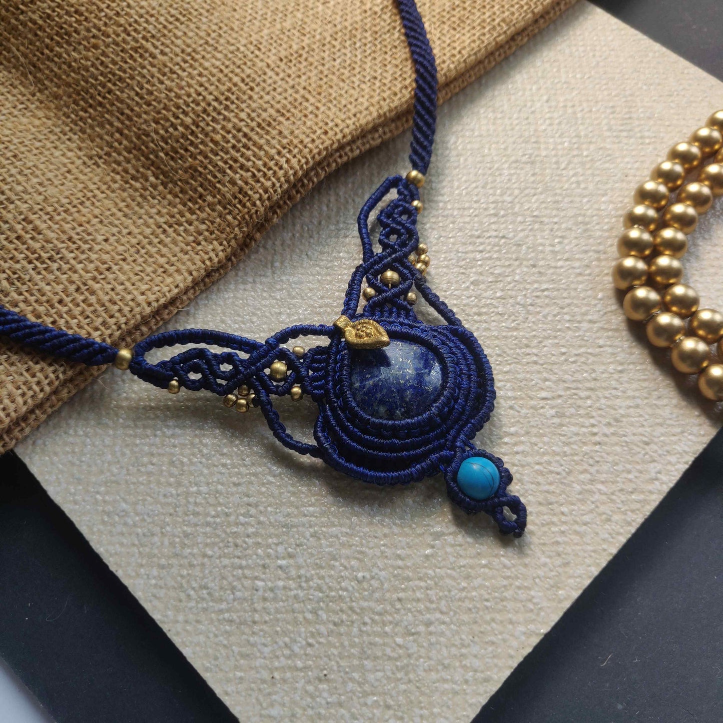 stone necklace lapis necklace blue bead necklace delicate jewellery office wear necklace daily wear necklace lightweight