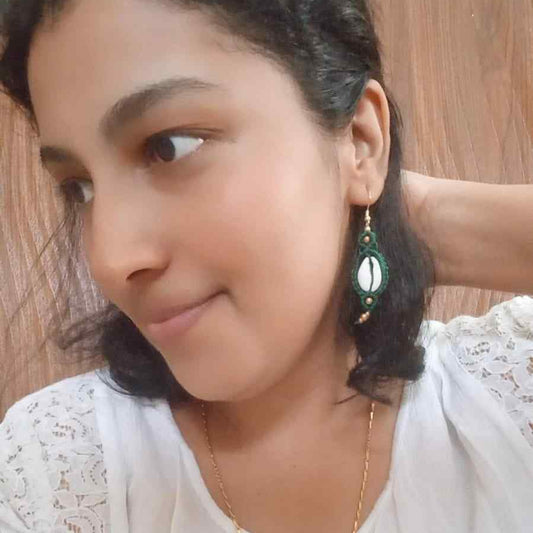 macrame earrings cowrie earrings gift for her festival gifting birthday gift anniversary gift return gift working woman