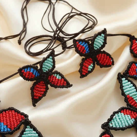 floral necklace macrame necklace stud earrings wedding necklace sangeet necklace jailer movie necklace tamannah necklace