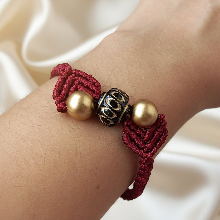 macrame necklace maroon necklace gold bead necklace black bead necklace stud earrings dangler bead bracelet necklace set