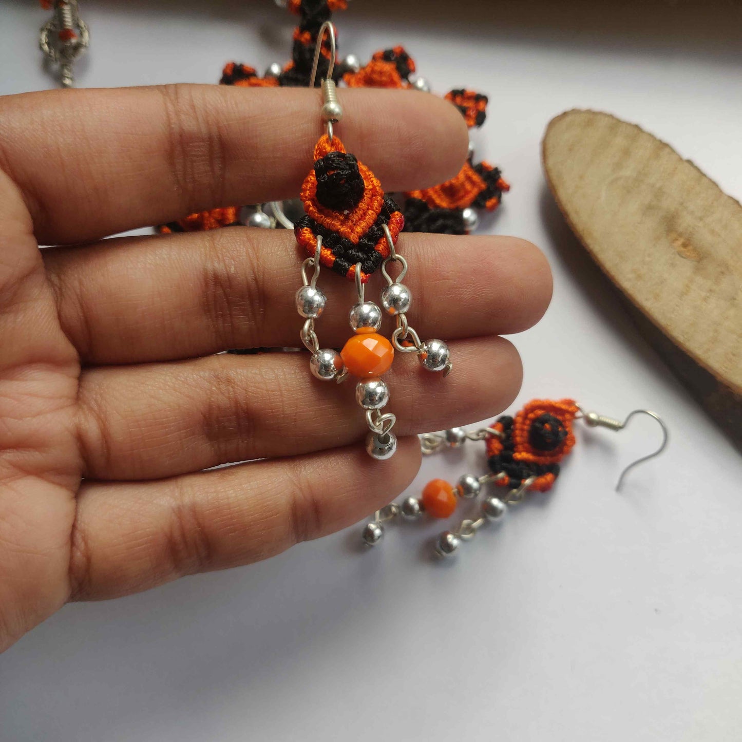 Adarsha mirrorwork macrame necklace set