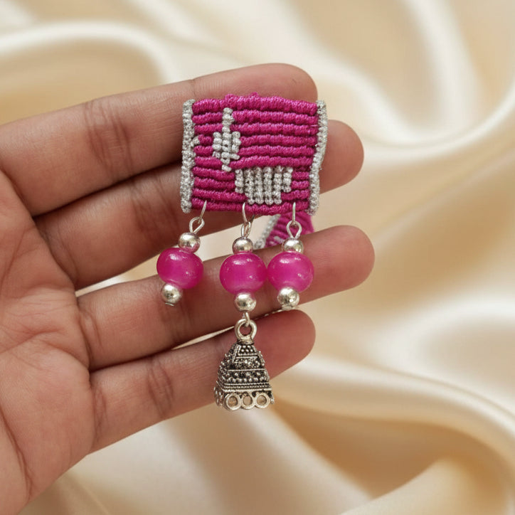 bead jewellery thread jewellery handmade necklace stud earrings silver jewellery