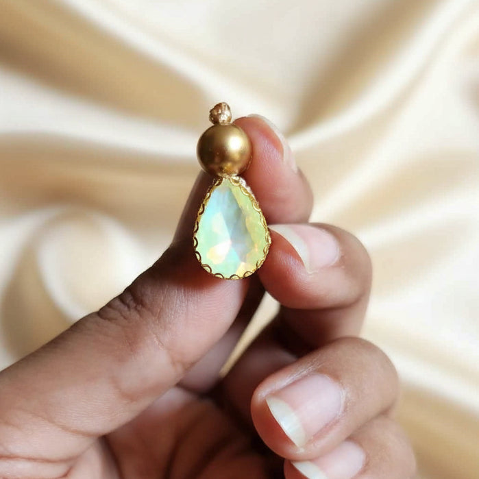 necklace stone jewellery party wedding necklace formal wear macrame necklace set green gold necklace