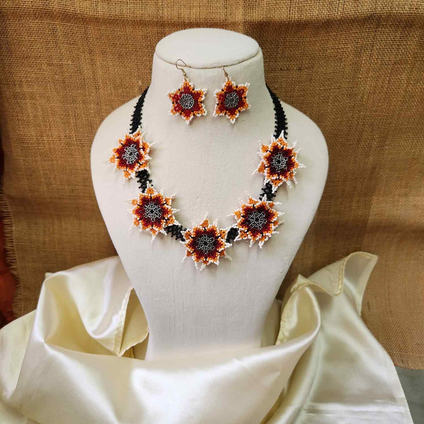 party wear necklace floral bead necklace set flower earrings