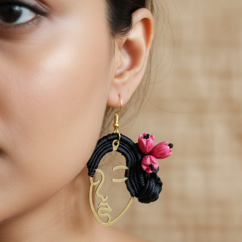 maori earrings face earrings gold lady earrings woman's day earrings floral earrings