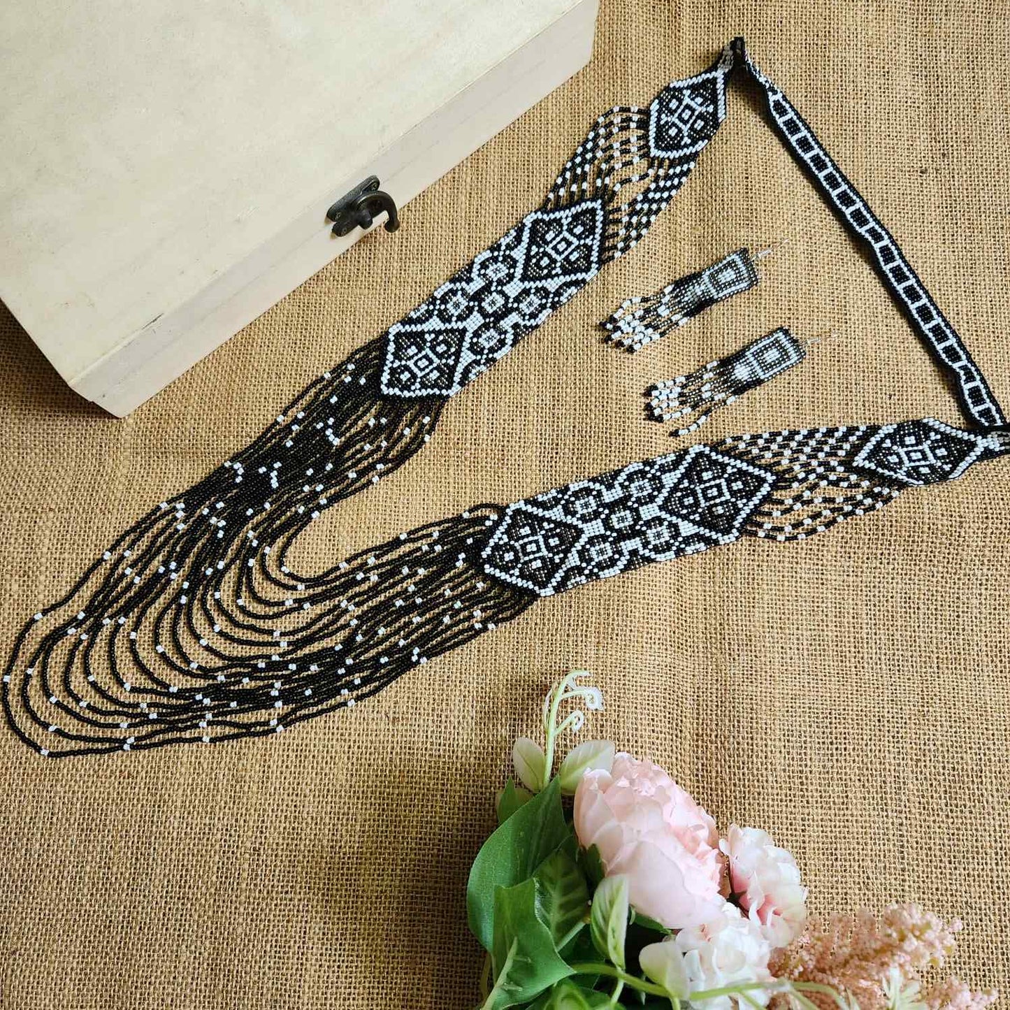 black white necklace layered necklace party wear necklace set bead jewellery wedding necklace office wear