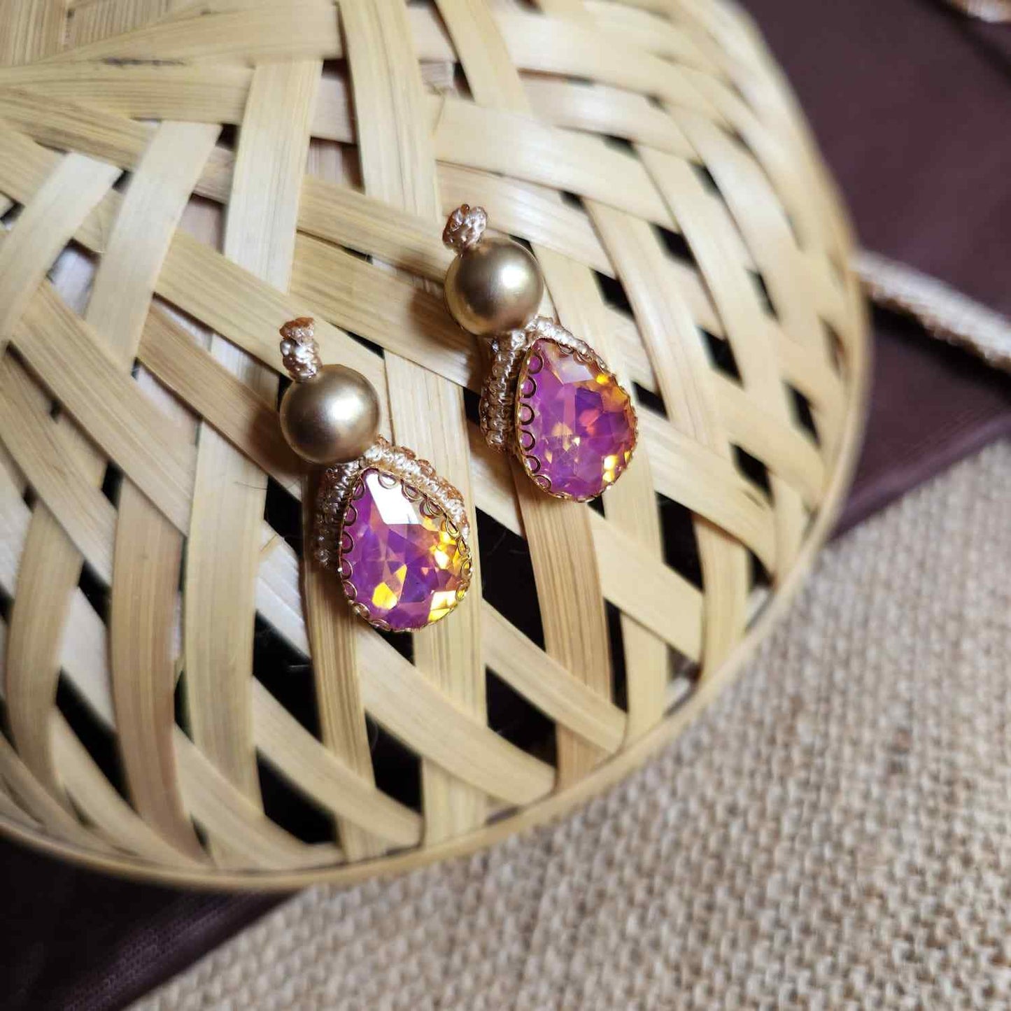 necklace stone jewellery party wedding necklace formal wear macrame necklace set pink gold necklace