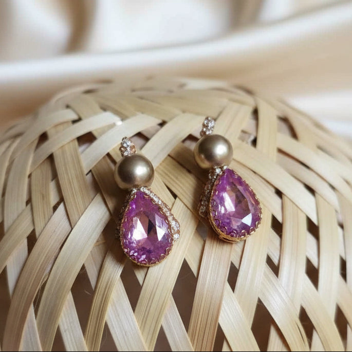 necklace stone jewellery party wedding necklace formal wear macrame necklace set pink gold necklace