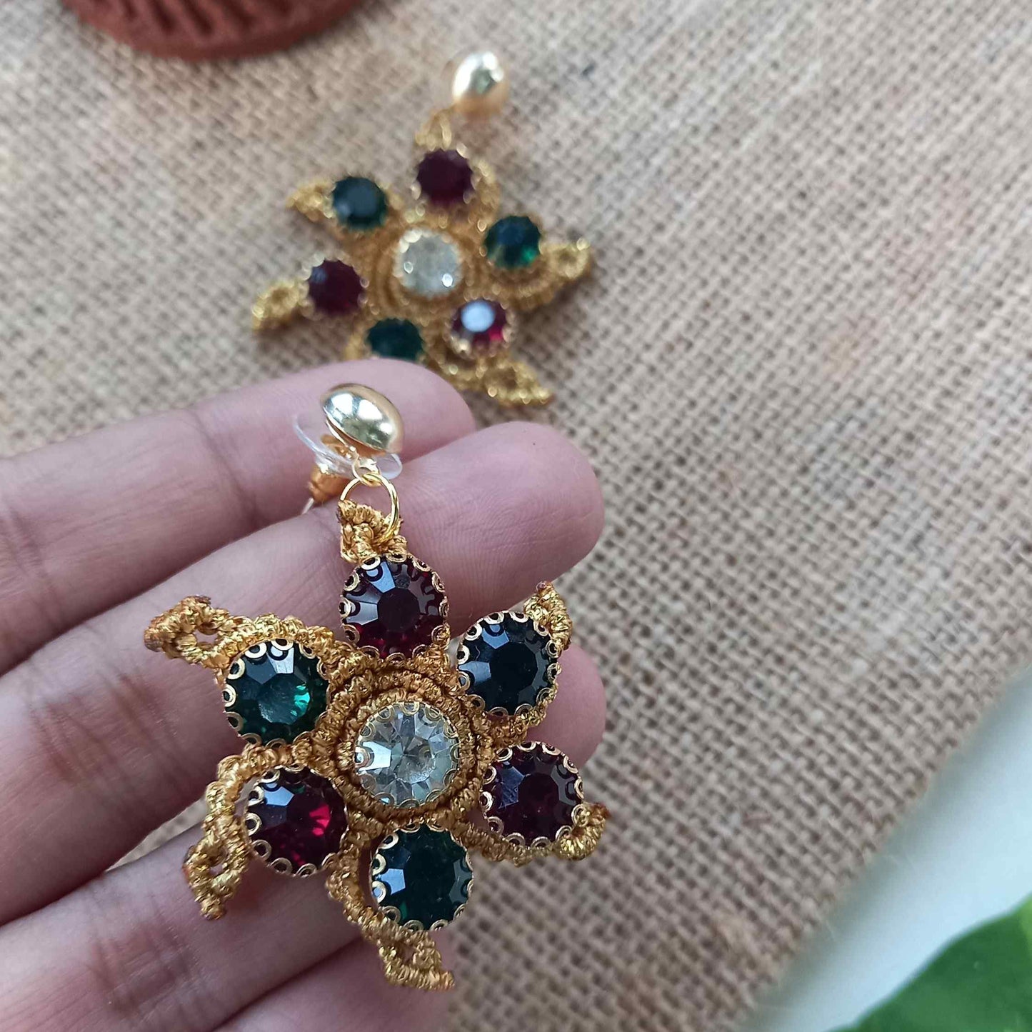 gold stone stud earrings for women