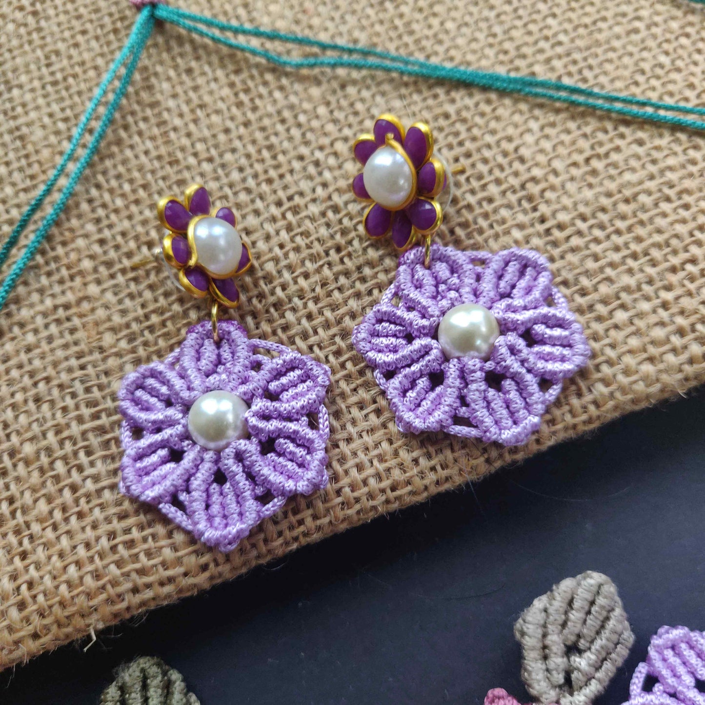 Floral necklace flower necklace multicoloured necklace pearl necklace stud earrings flower earrings