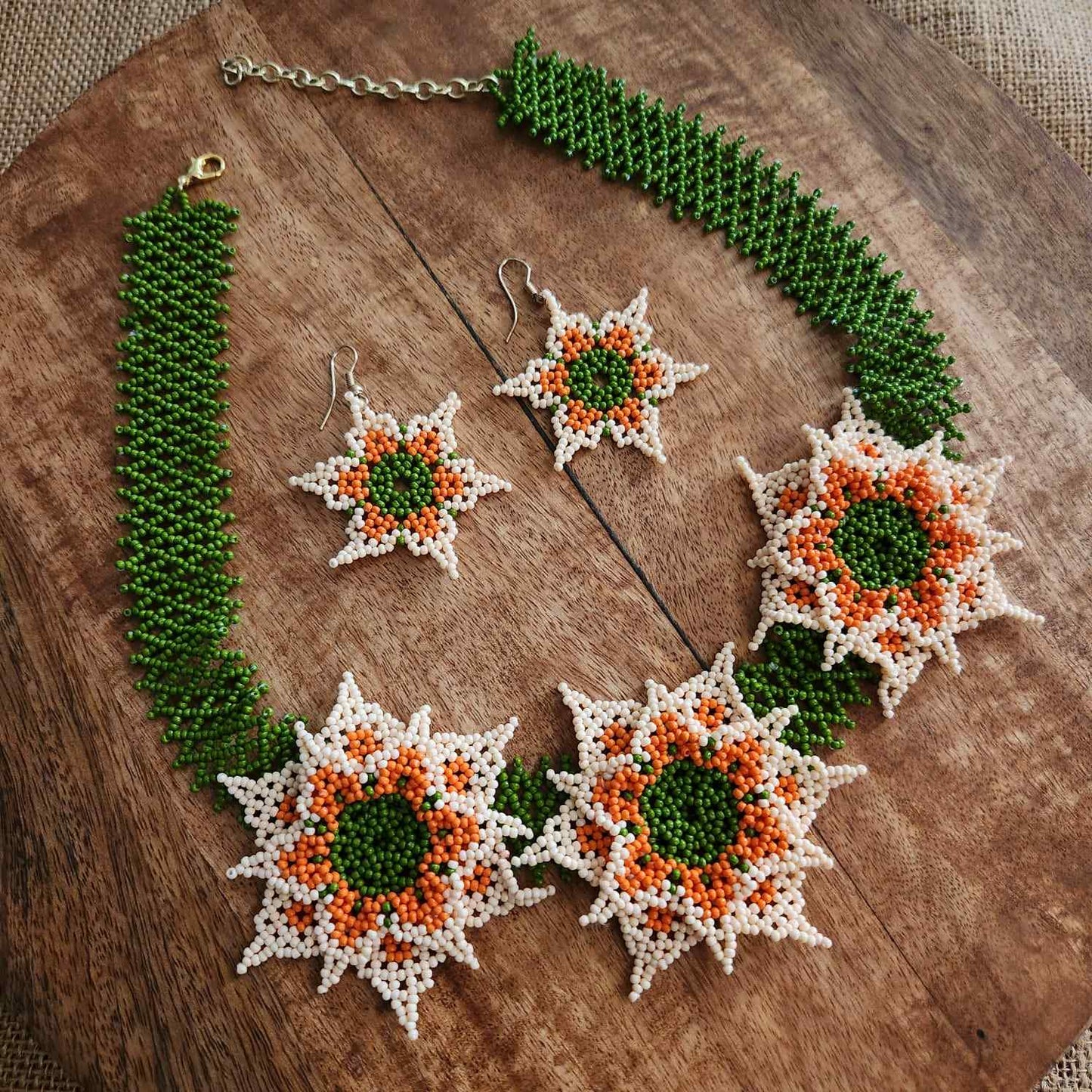 floral necklace bead jewellery short necklace flower motif partywear necklace floral earrings