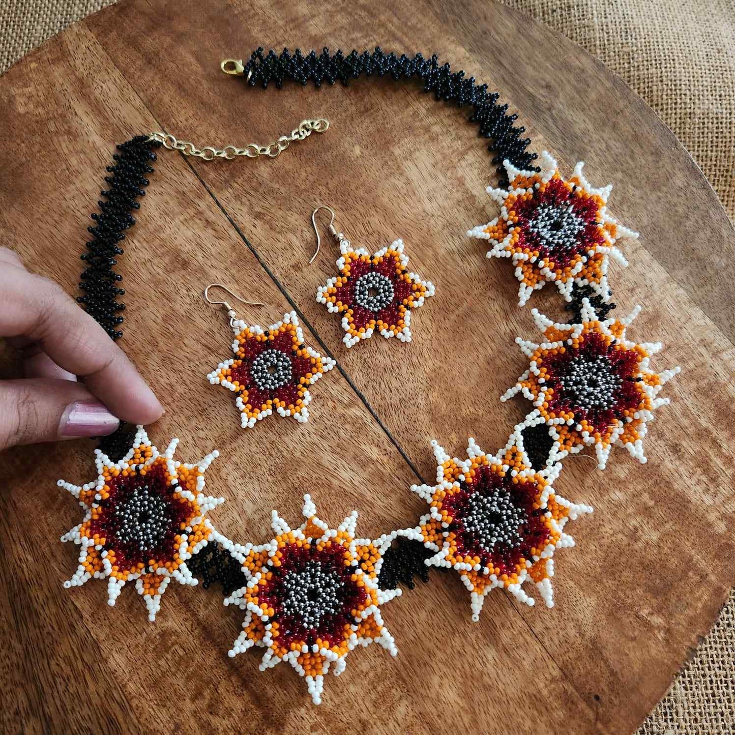 party wear necklace floral bead necklace set flower earrings