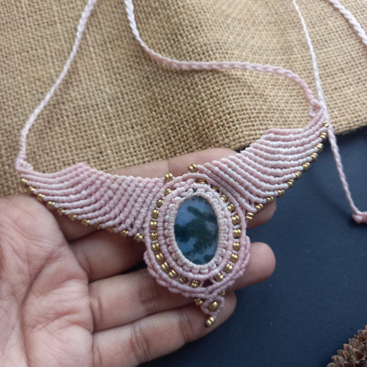 onyx stone necklace gold necklace macrame necklace bird necklace wing necklace