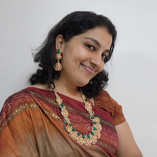 kundan necklace meenakari wedding party-wear necklace gold necklace floral necklace