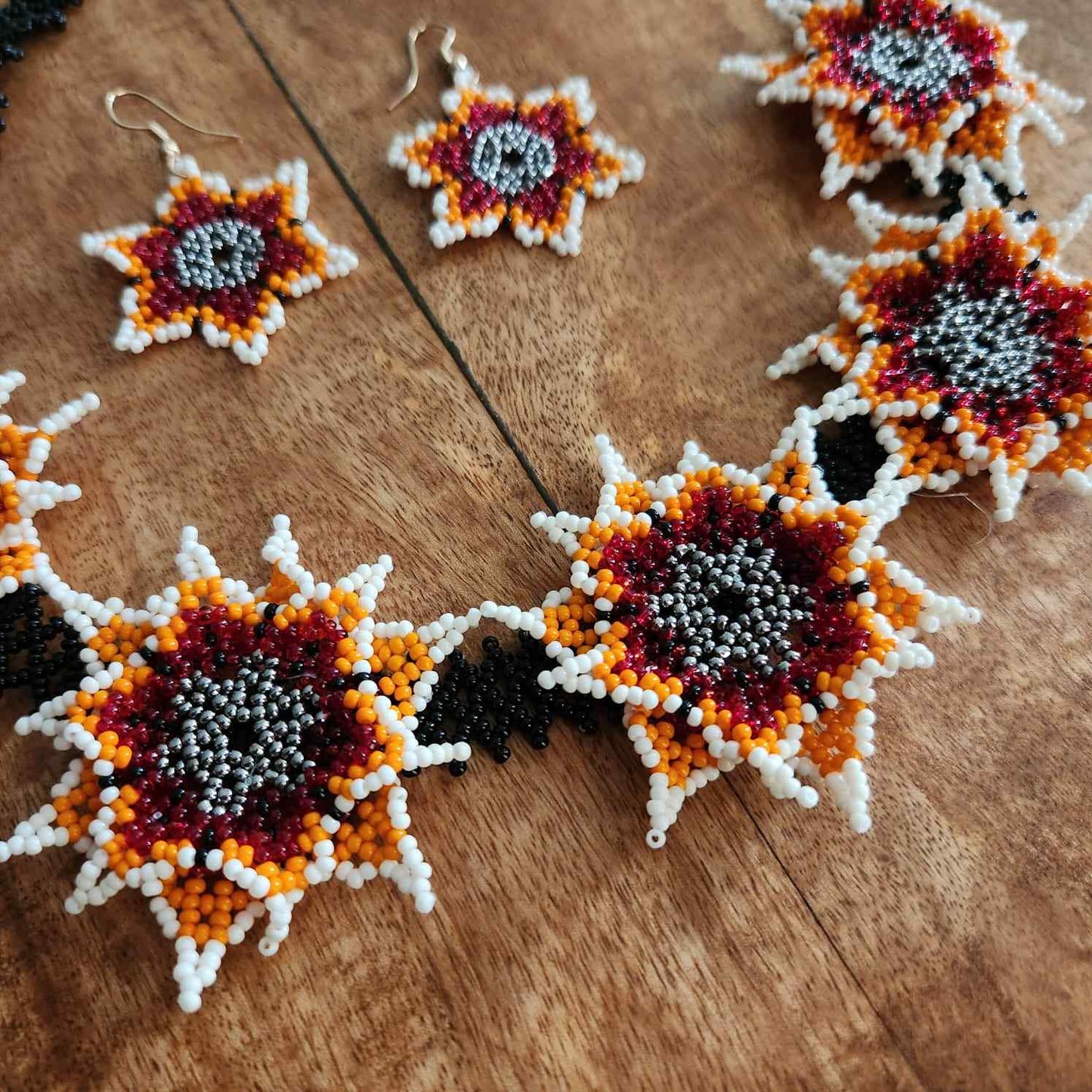 party wear necklace floral bead necklace set flower earrings