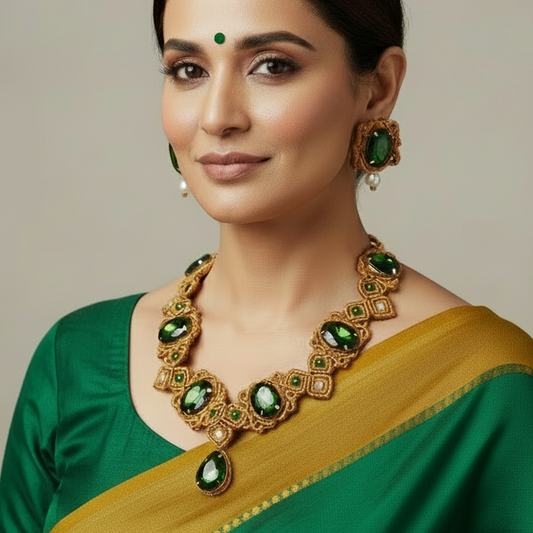 Varali stone macrame necklace set