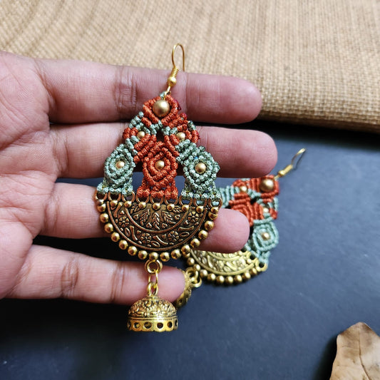 jhumki jhumka earrings party earrings gold earrings statement dangler earrings orange green earrings wedding earrings fashion