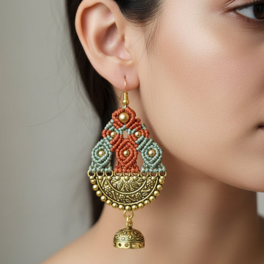 jhumki jhumka earrings party earrings gold earrings statement dangler earrings orange green earrings wedding earrings fashion