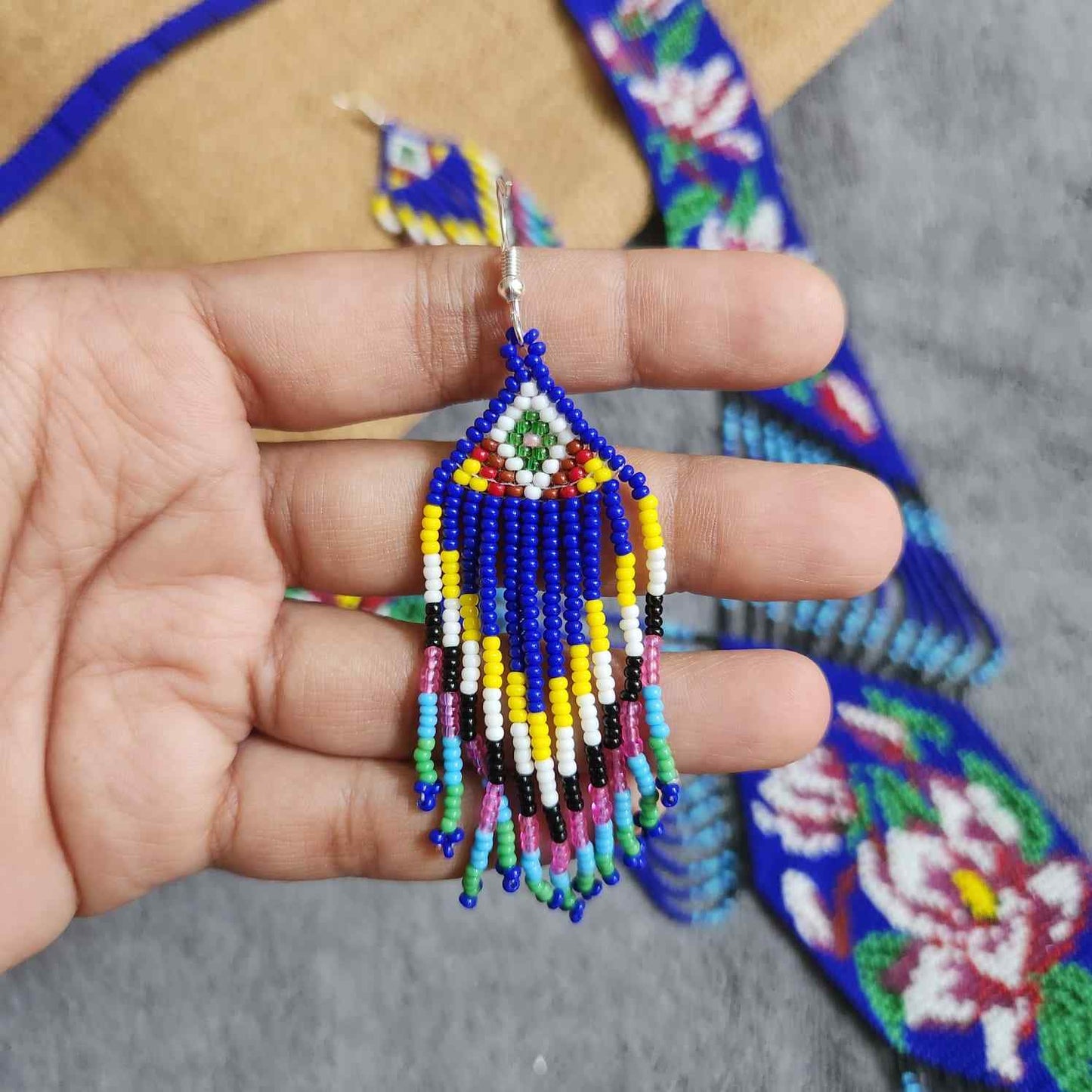 statement bead necklace partywear necklace floral necklace for sangeet wedding jewellery multicolour set bead earrings