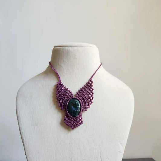 Tama labradorite macrame statement necklace