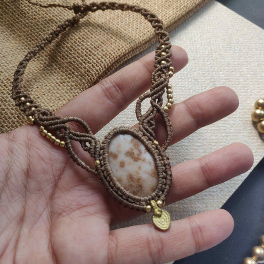 office wear necklace stone necklace bead necklace brown necklace brown stone necklace neutral colour necklace