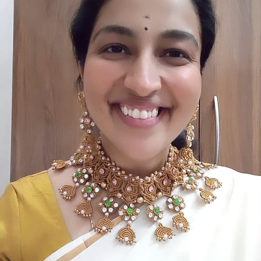 Kusum stone macrame necklace set