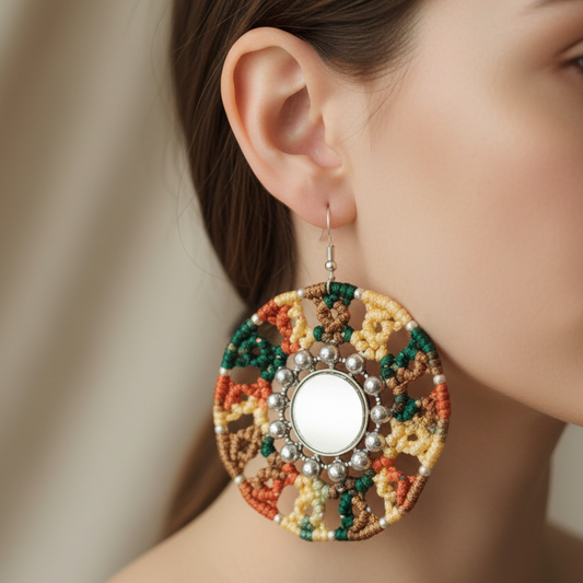Vishwa macrame mirror earrings