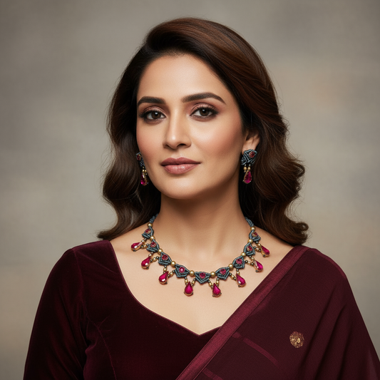 Shona stone macrame necklace set