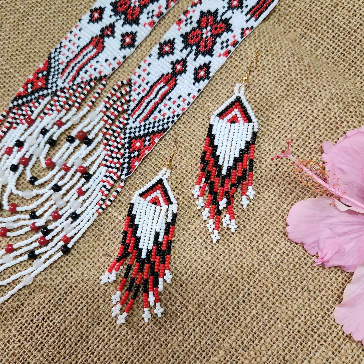 geometric design bead necklace white red layered necklace dangler party wear occasion wedding mehndi sangeet haldi jewellery