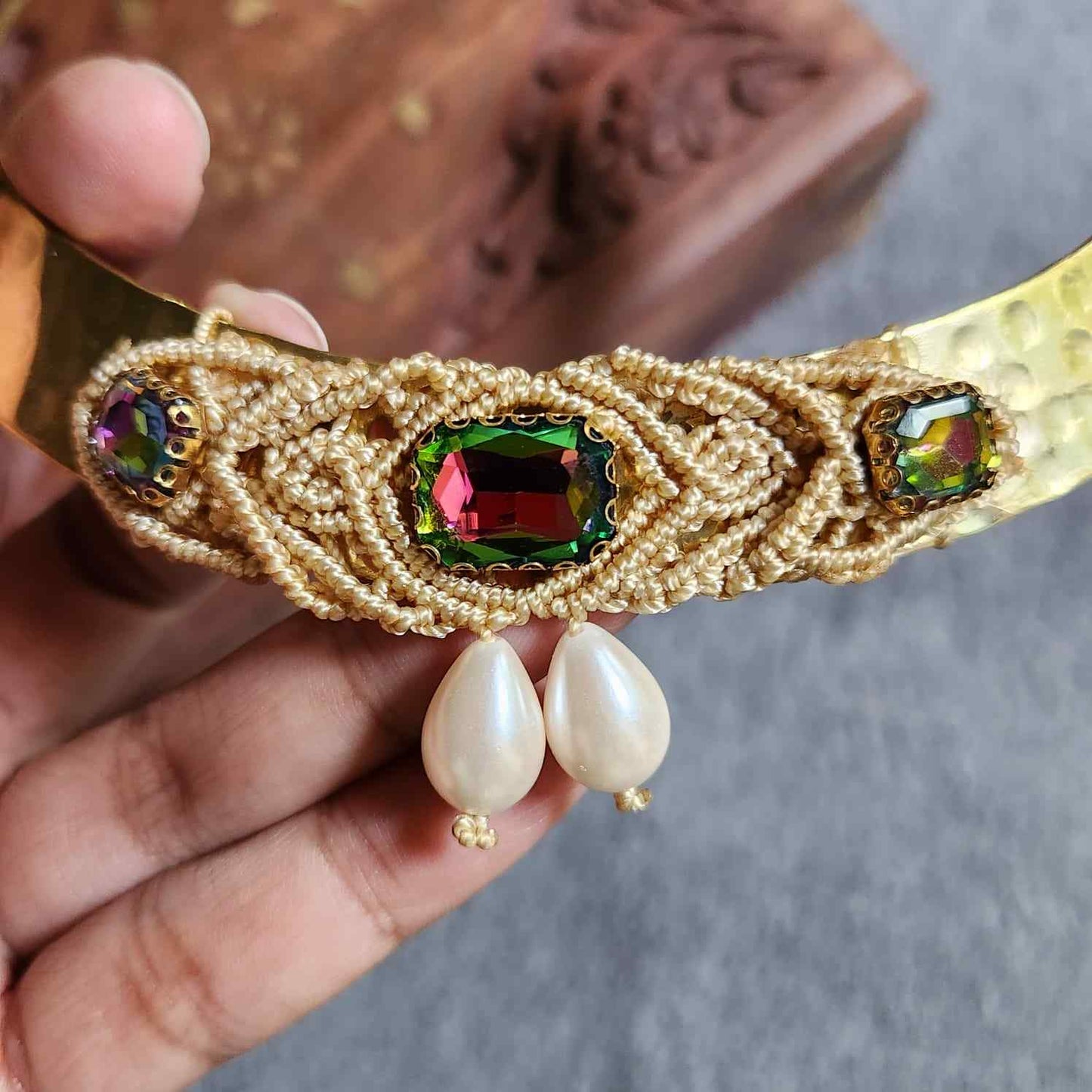 brass necklace hasli jewellery stone pearl daily-wear party necklace wedding shaadi sangeet mehendi reception jewellery bride