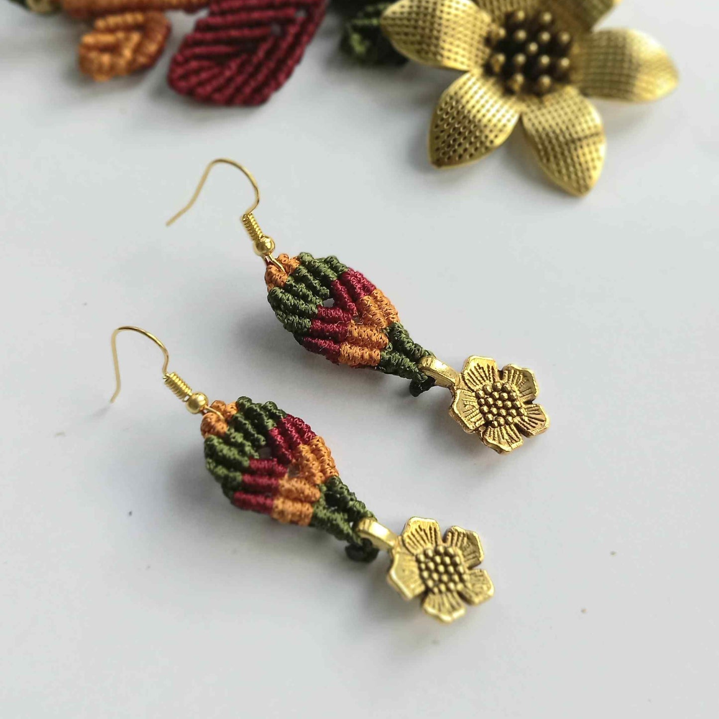 flower and leaves statement necklace and earrings set for women party wear necklace set floral necklace earrings for office formal
