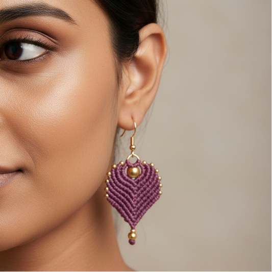 Saundarya purple macrame earrings