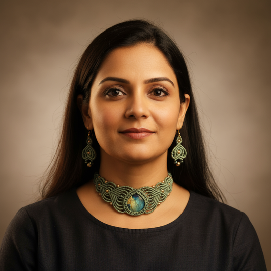 Tejaswini macrame necklace set