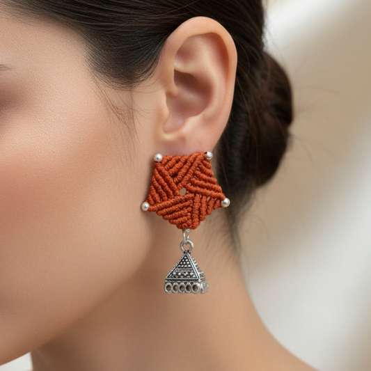 Jhumkavati rust macrame jhumki earrings