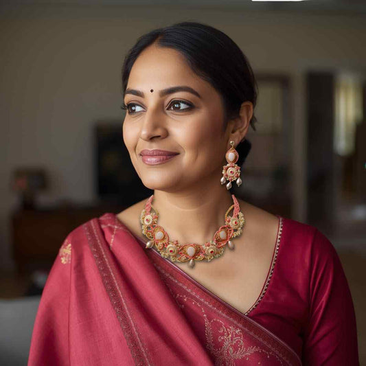 Mithra meenakari macrame necklace set