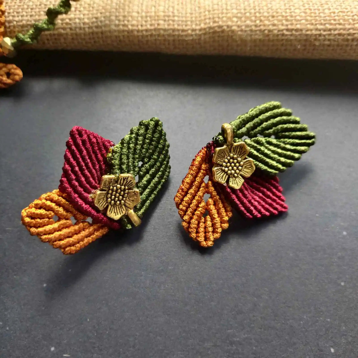 Paathra autumn macrame earrings