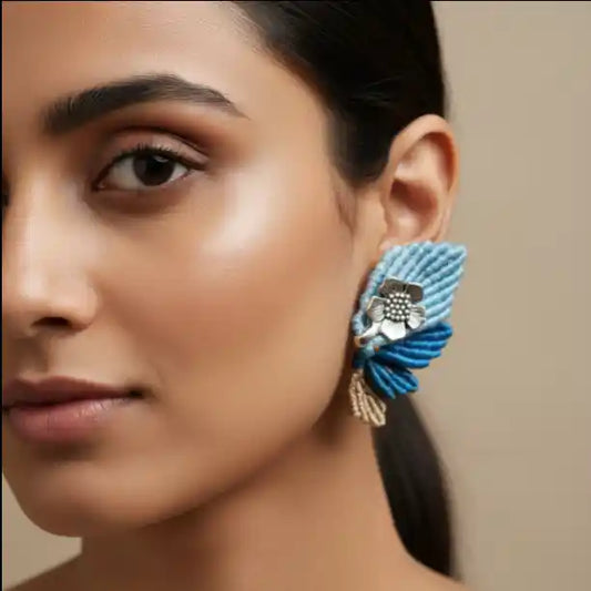 Paathra blue macrame earrings
