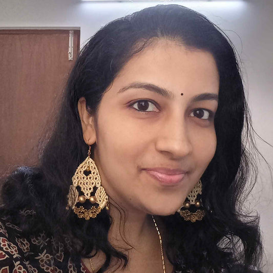 Pushparatna large macrame dangler earrings