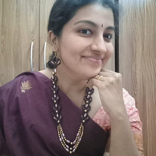 Ramya bead macrame necklace set
