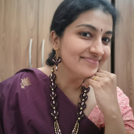 Ramya bead macrame necklace set
