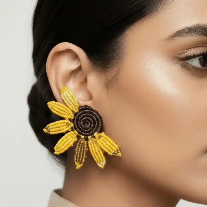 Suryam macrame stud earrings