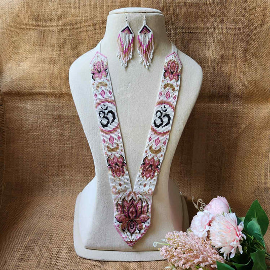 bead necklace set lotus necklace om necklace spiritual design daily wear necklace for office