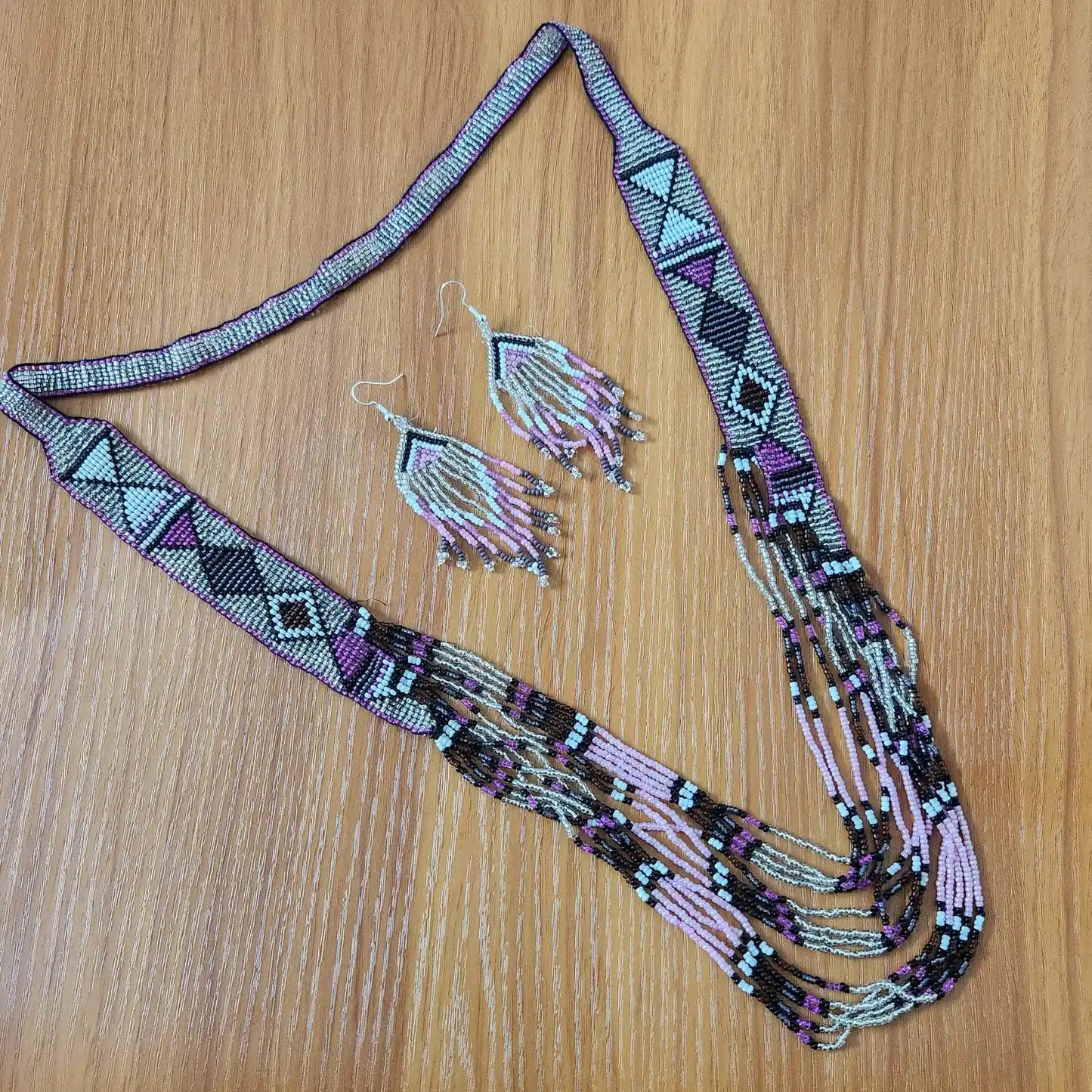 Anindita purple beadloom necklace set