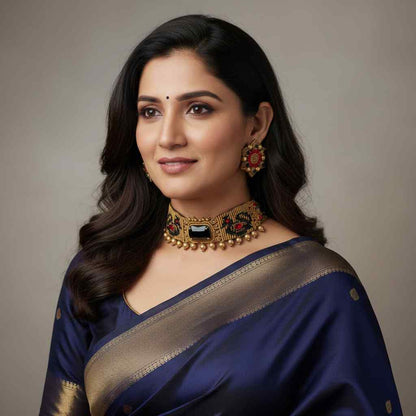 Annam gold stone macrame necklace set